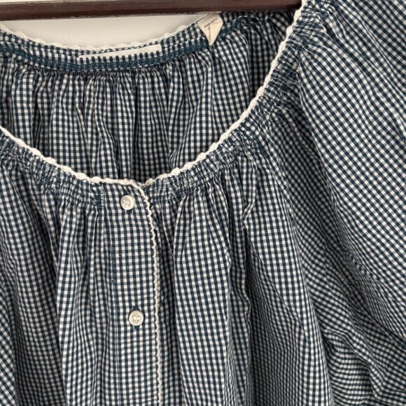 DOEN Sz M Tennessee Top in Blue Azure Paris Gingham - Picture 5 of 7